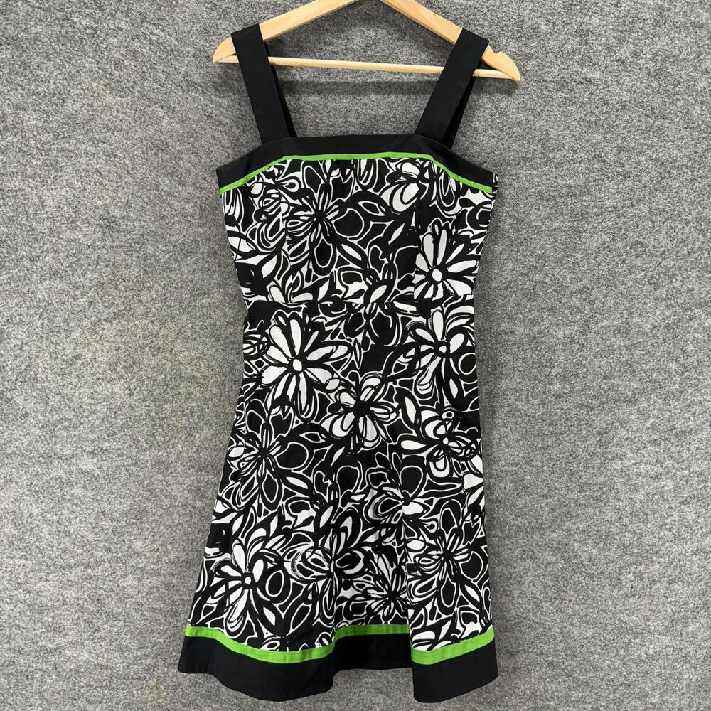 Karin Stevens Dress Women 6P Petite Black Floral Sheath Midi Zipper Sleeveless